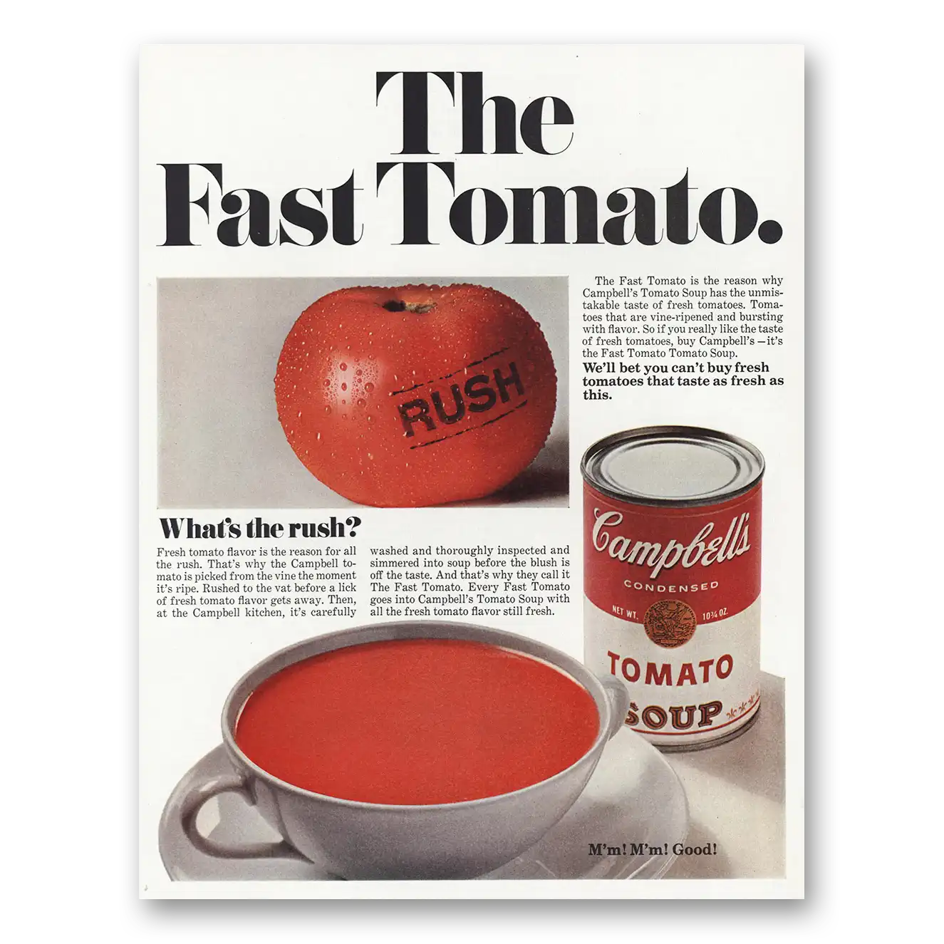 1967 Campbells Tomato Soup Fast Tomato Vintage Magazine Print Ad