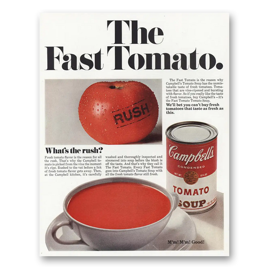 1967 Campbells Tomato Soup Fast Tomato Vintage Magazine Print Ad