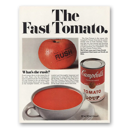 1967 Campbells Tomato Soup The Fast Tomato Vintage Magazine Print Ad