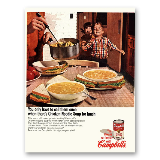 1967 Campbells Chicken Noodle Soup Call Them Once Vintage Magazine Print Ad