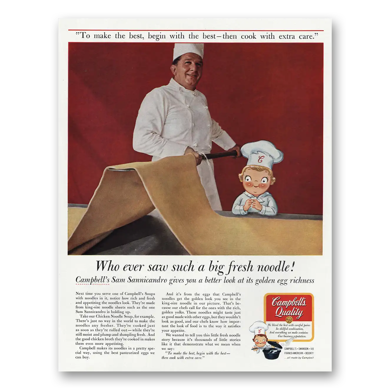 1967 Campbells Soup Who Ever Saw Such Big Fresh Noodle Vintage Magazine Print Ad