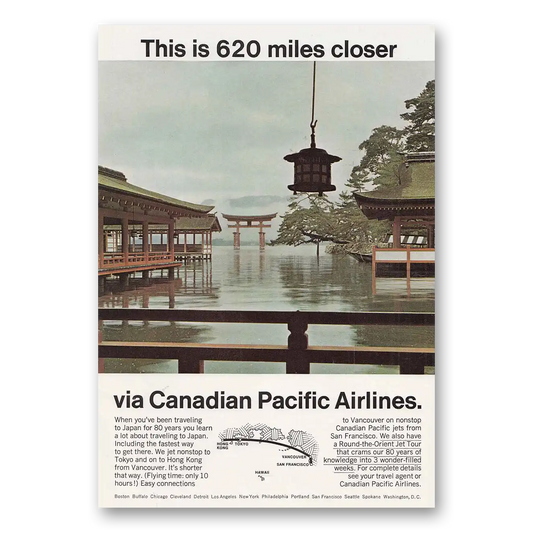 1967 Canadian Pacific Airlines 620 Miles Closer Vintage Magazine Print Ad