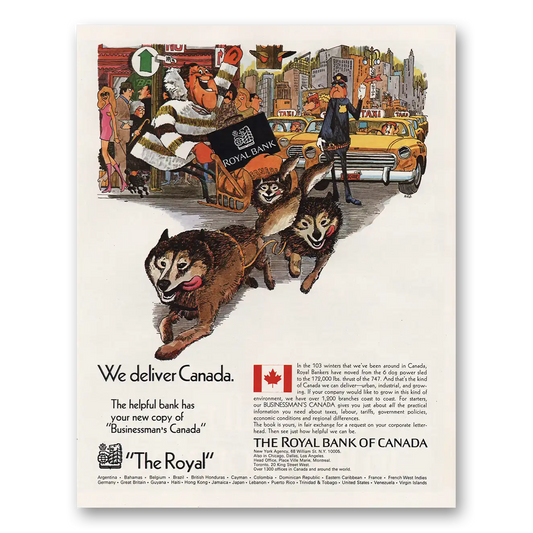 1972 Royal Bank of Canada We Deliver Canada Vintage Magazine Print Ad