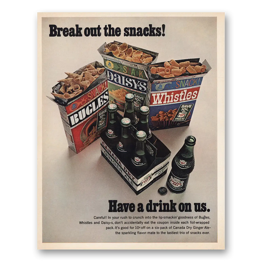 1967 Canada Dry Break Out the Snacks Vintage Magazine Print Ad