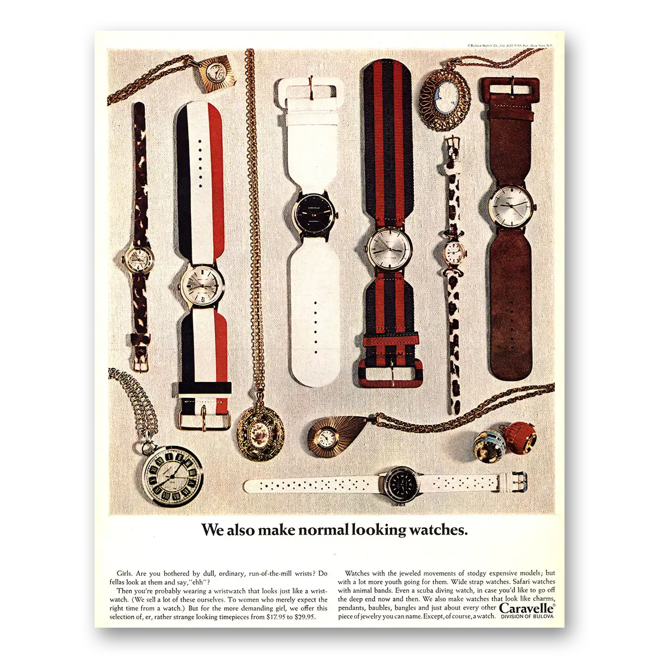 1967 Caravelle Watch We Also Make Normal Looking Watches Vintage Magazine Print Ad