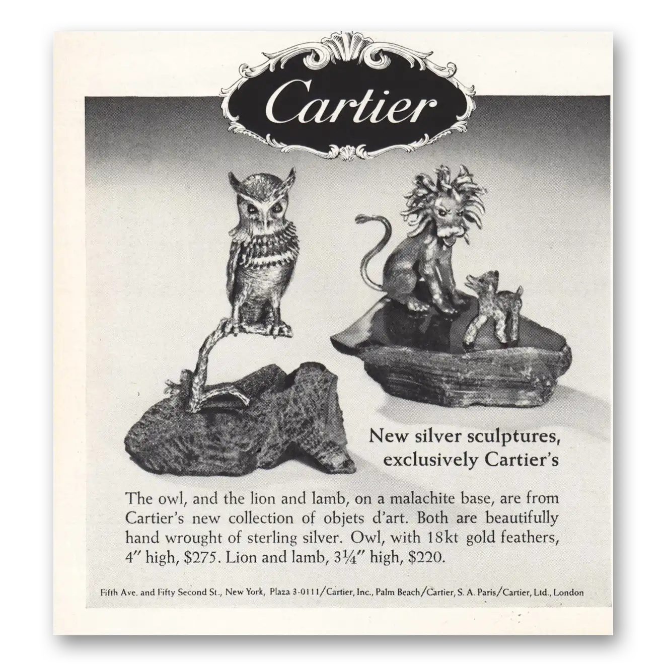 1967 Cartier Silver Sculptures Vintage Magazine Print Ad