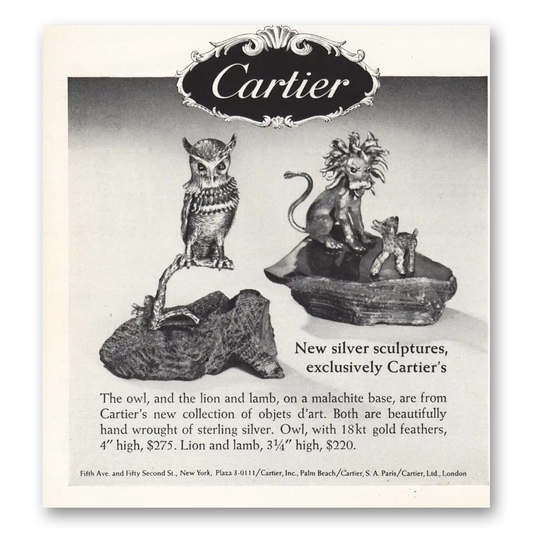 1967 Cartier Silver Sculptures Vintage Magazine Print Ad