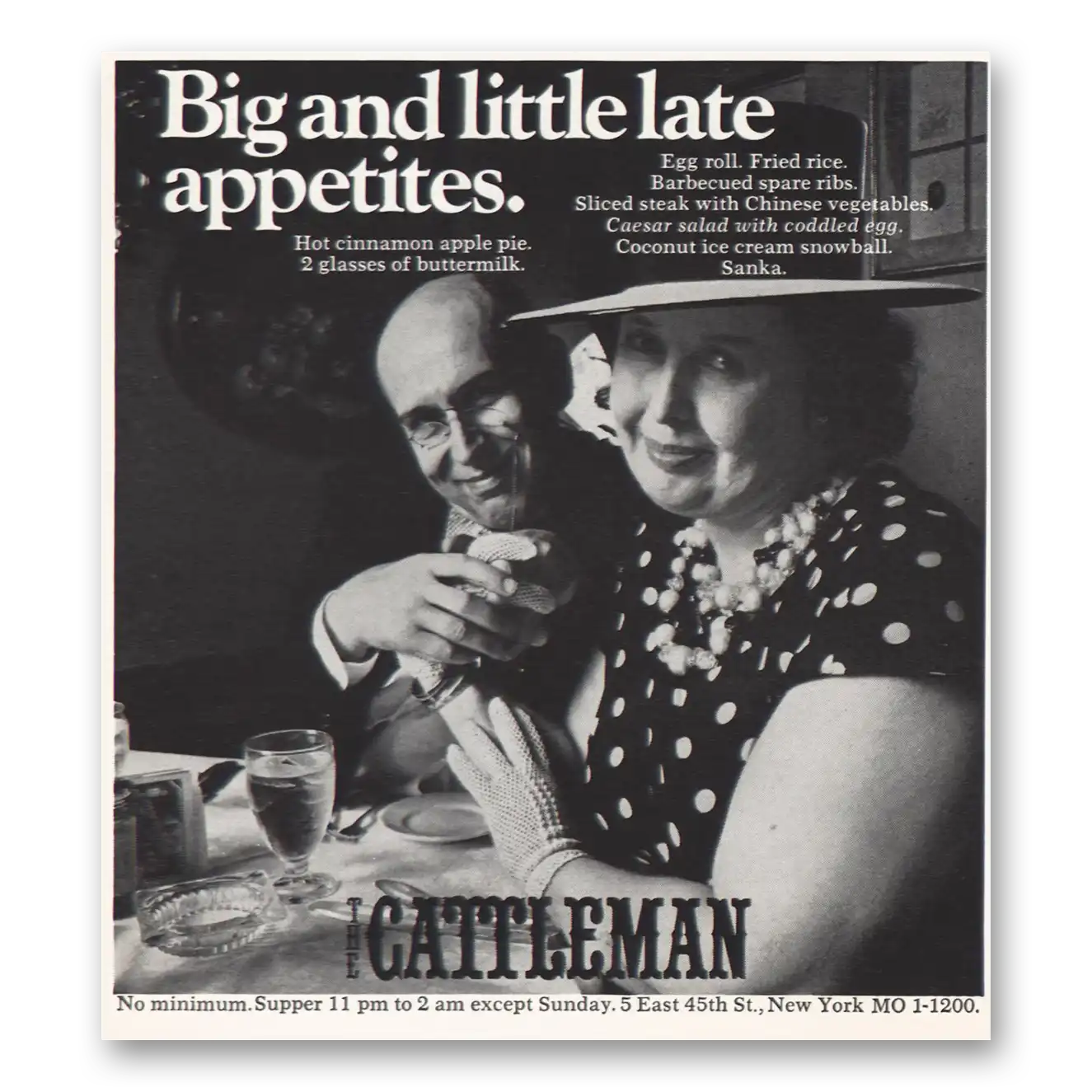 1967 Cattleman Big Little Late Appetites Vintage Magazine Print Ad