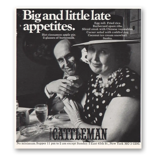 1967 Cattleman Big Little Late Appetites Vintage Magazine Print Ad