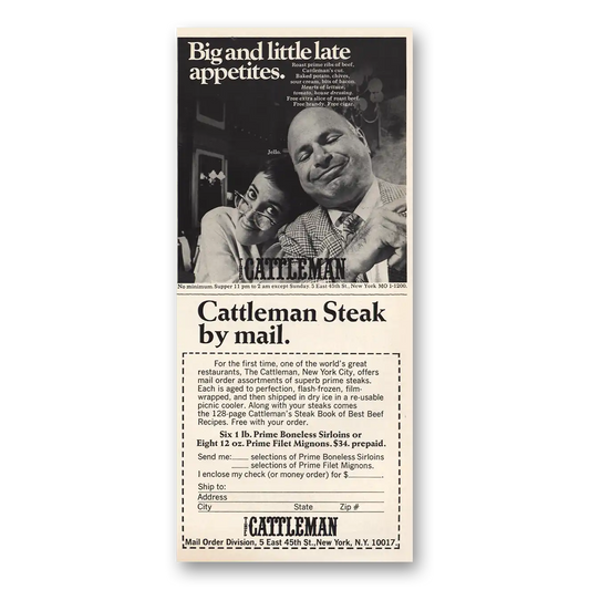 1967 Cattleman Big and Little Late Appetites Vintage Magazine Print Ad