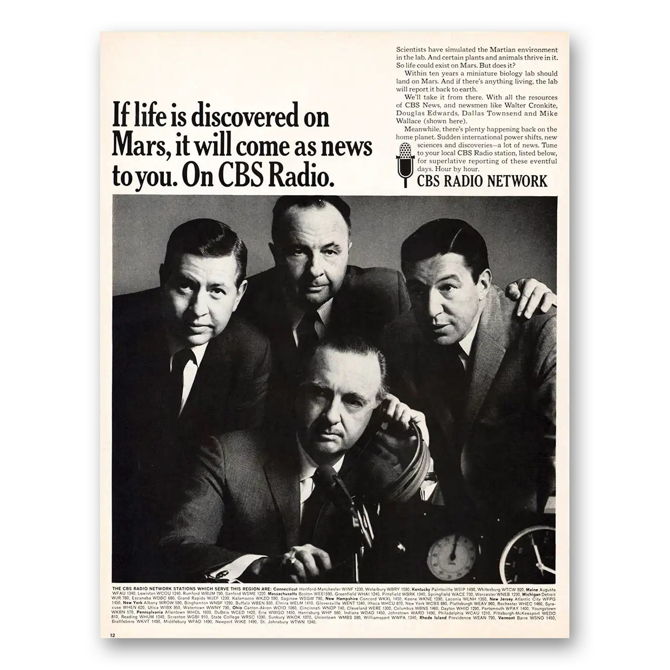 1967 CBS Radio Life Is Discovered On Mars Promo Vintage Magazine Print Ad