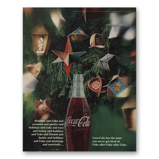 1967 Coca Cola Holidays and Coke Vintage Magazine Print Ad