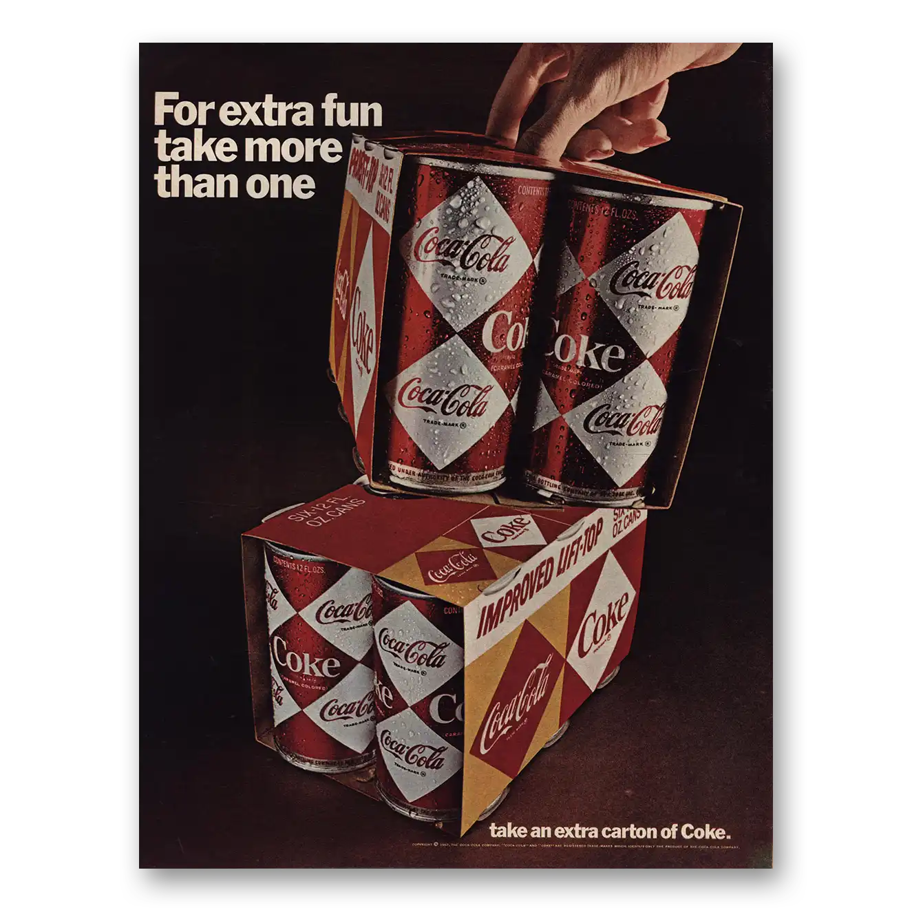 1967 Coca Cola Extra Fun Take More Than One Vintage Magazine Print Ad