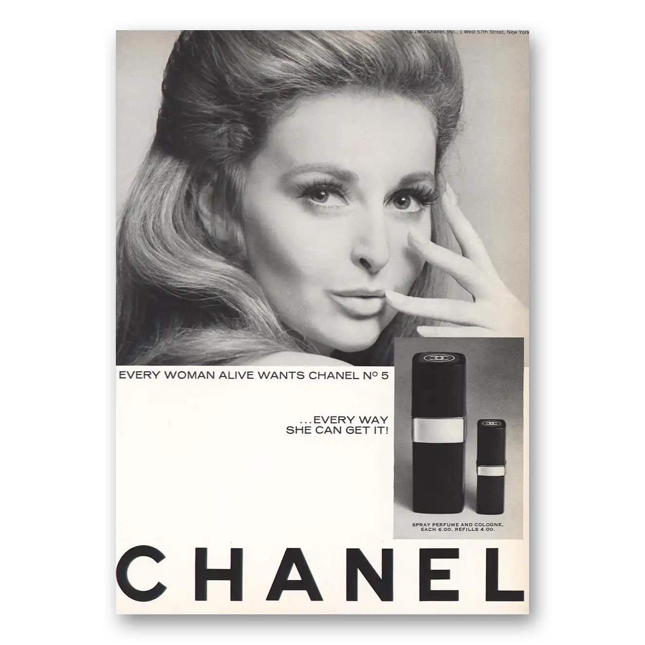 1967 Chanel Every Woman Wants Chanel No 5 Vintage Magazine Print Ad