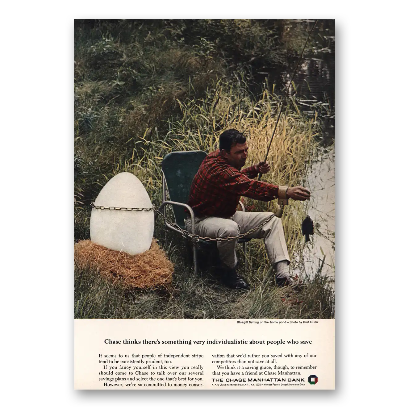 1967 Chase Manhattan Bank Bluegill Fishing Vintage Magazine Print Ad