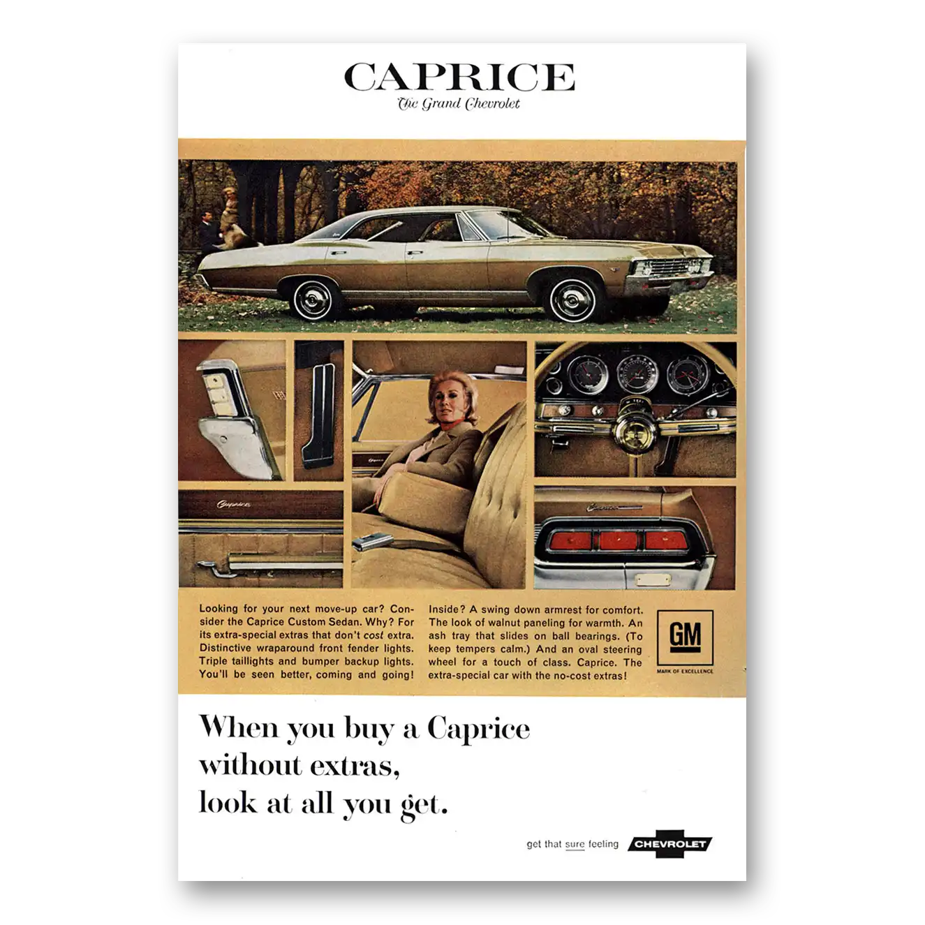 1967 Chevrolet Caprice Grand Chevrolet Gold Vintage Magazine Print Ad