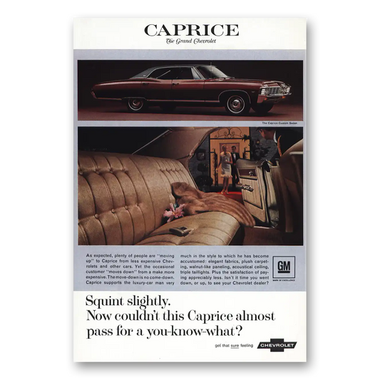 1967 Chevrolet Caprice Squint Slightly Vintage Magazine Print Ad