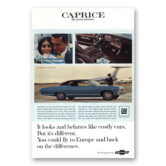 1967 Chevrolet Caprice Looks and Behaves Like Costly Cars Vintage Magazine Print Ad