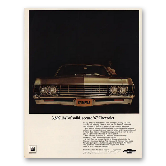 1967 Chevrolet Impala Impala 3897 Lbs of Solid Secure Vintage Magazine Print Ad