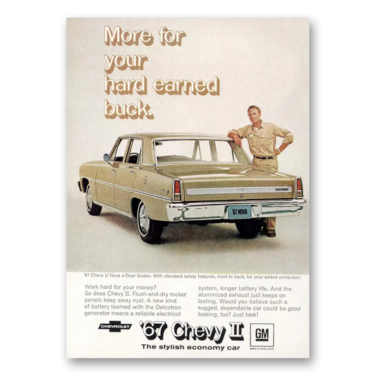 1967 Chevrolet Chevy II Hard Earned Buck Vintage Magazine Print Ad