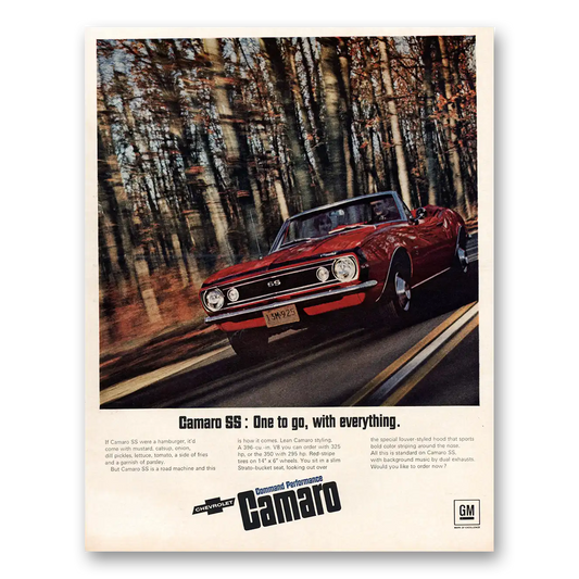 1967 Chevrolet Camaro One to Go With Everything Vintage Magazine Print Ad