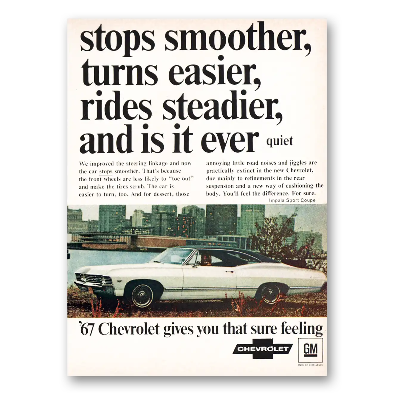 1967 Chevrolet Impala Smoother Easier Steadier Vintage Magazine Print Ad