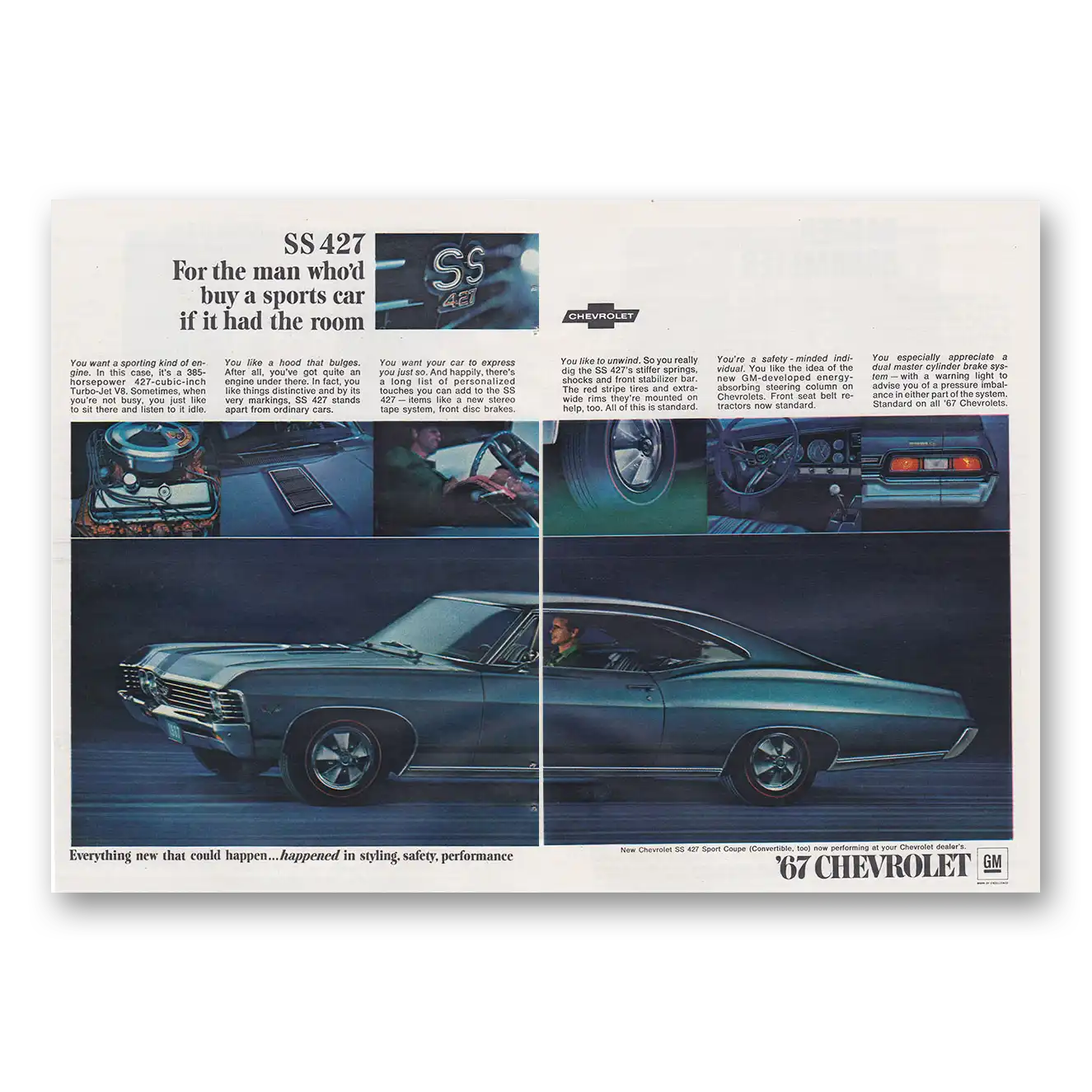 1966 Chevrolet SS427 For the Man Who'd Buy a Sports Car Vintage Magazine Print Ad