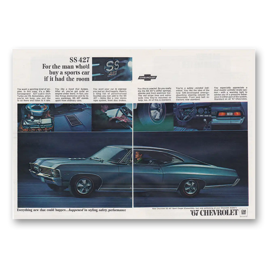 1966 Chevrolet SS427 For the Man Who'd Buy a Sports Car Vintage Magazine Print Ad