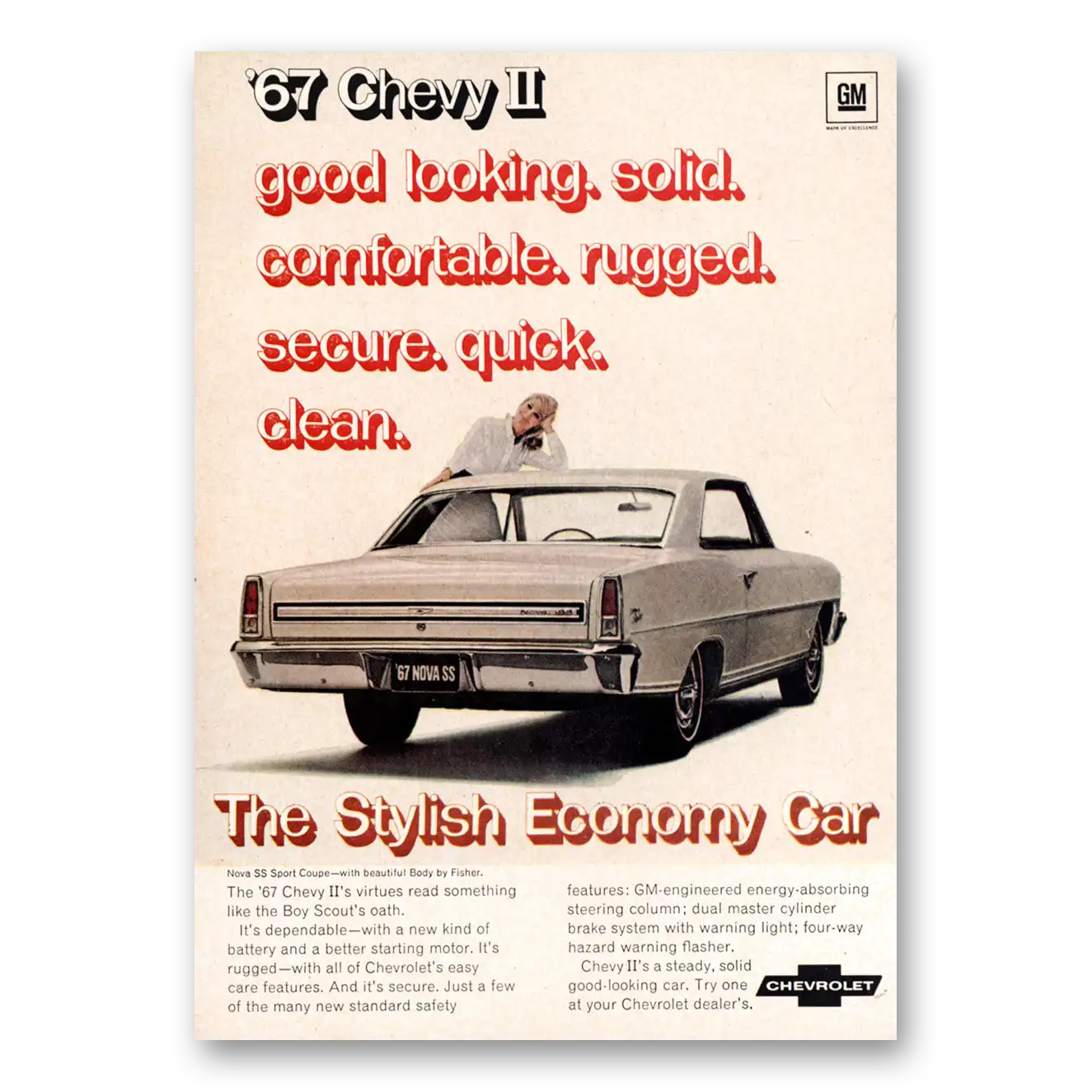 1967 Chevrolet Chevy II Good Looking Solid Comfortable Vintage Magazine Print Ad