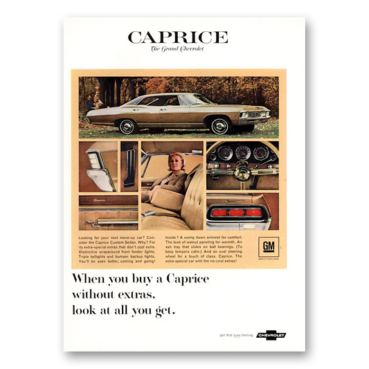 1967 Chevrolet Caprice Look At All You Get Vintage Magazine Print Ad