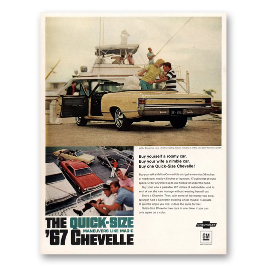 1967 Chevrolet Chevelle Buy Your Wife a Nimble Car Vintage Magazine Print Ad