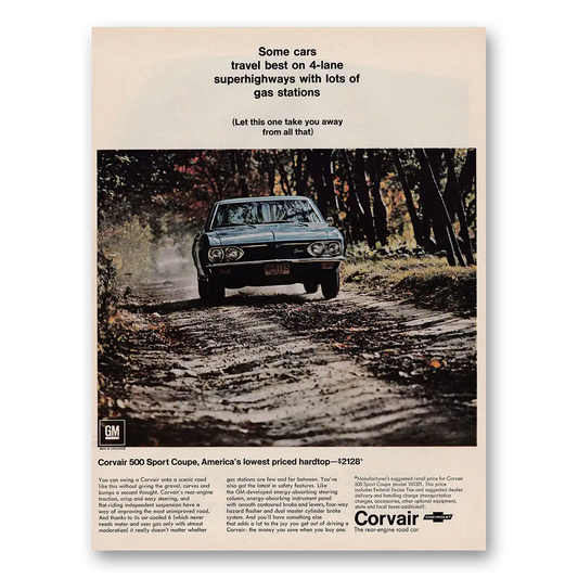 1967 Chevrolet Corvair Some Cars Travel Best On 4 Lane Superhighways Vintage Magazine Print Ad