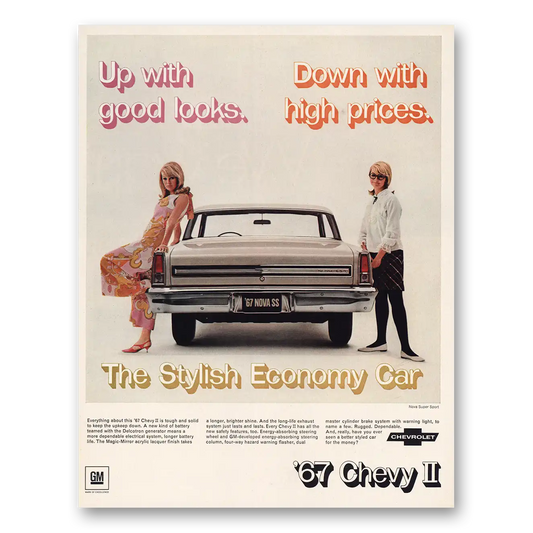 1967 Chevrolet Chevy II Up With Good Looks Down With High Prices Vintage Magazine Print Ad