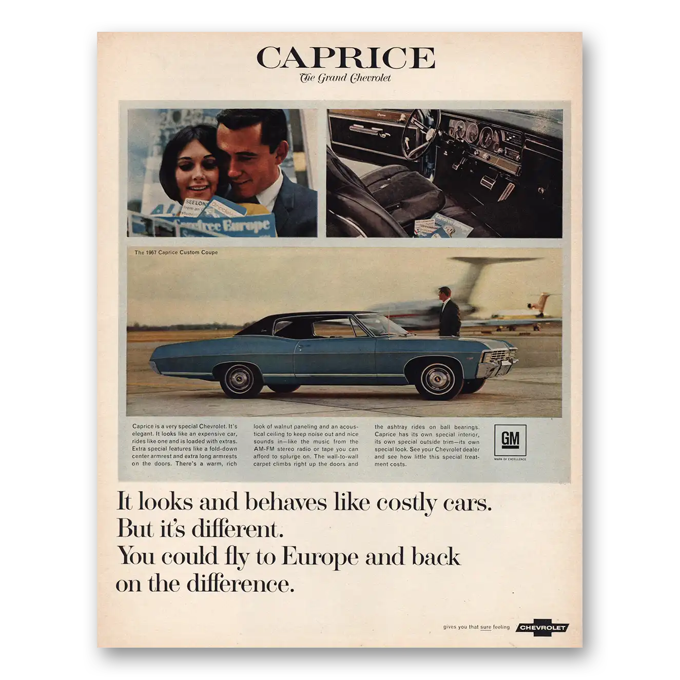 1967 Chevrolet Caprice Looks Behaves Like Costly Cars Vintage Magazine Print Ad