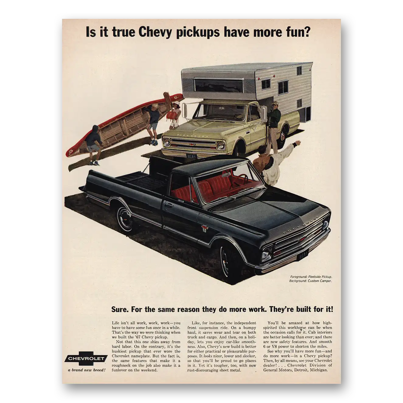 1967 Chevrolet Pickup Is It True Pickups Have More Fun Vintage Magazine Print Ad