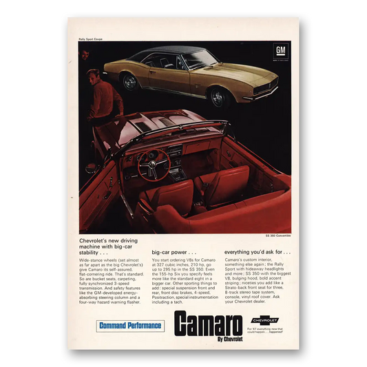 1967 Chevrolet Camaro New Driving Machine Vintage Magazine Print Ad