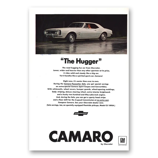 1967 Chevrolet Camaro The Hugger Vintage Magazine Print Ad