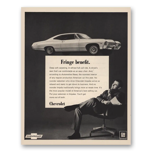 1967 Chevrolet Fringe Benefit Vintage Magazine Print Ad