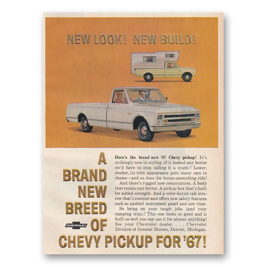 1966 Chevrolet Pickup Brand New Breed Vintage Magazine Print Ad