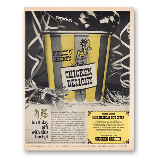 1967 Chicken Delight Birthday Gift Offer Vintage Magazine Print Ad