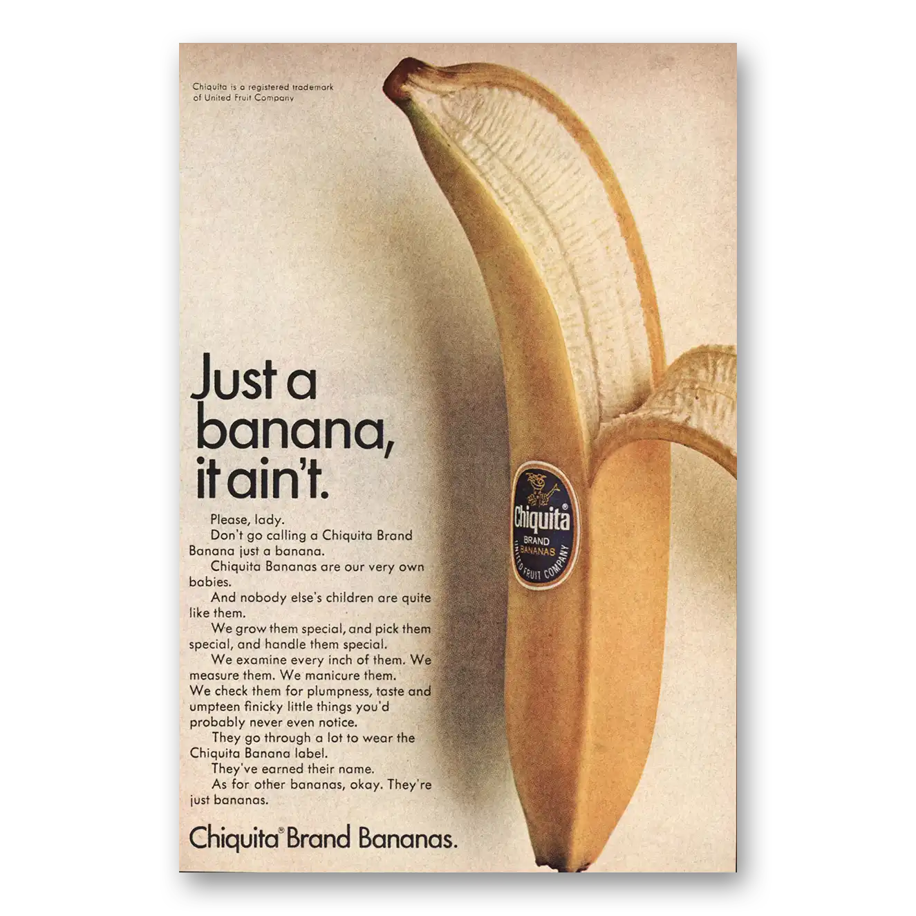 1967 Chiquita Banana Just Banana It Aint Vintage Magazine Print Ad