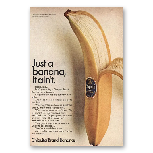 1967 Chiquita Banana Just Banana It Aint Vintage Magazine Print Ad