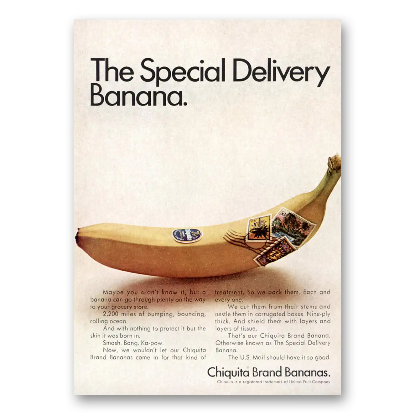 1967 Chiquita Banana Special Delivery Vintage Magazine Print Ad