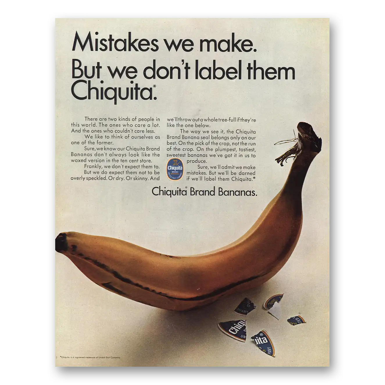 1967 Chiquita Banana Mistakes We Make Don’t Label Them Vintage Magazine Print Ad