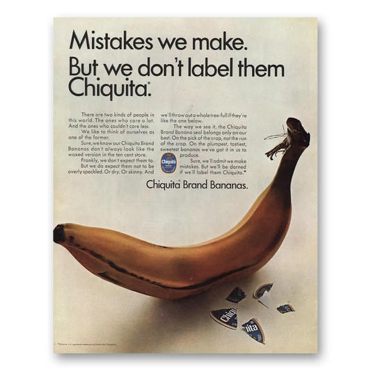 1967 Chiquita Banana Mistakes We Make Don’t Label Them Vintage Magazine Print Ad