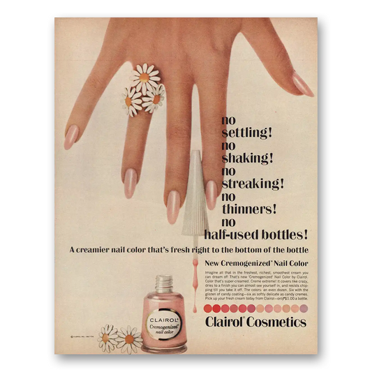 1967 Clairol Cosmetics No Setting No Shaking Vintage Magazine Print Ad