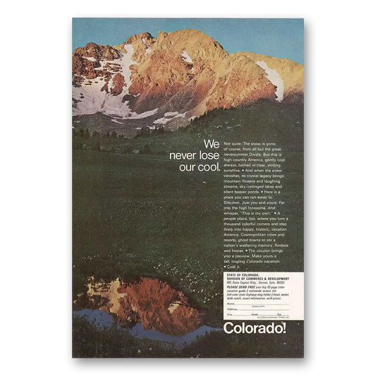 1967 Colorado We Never Lose Our Cool Vintage Magazine Print Ad