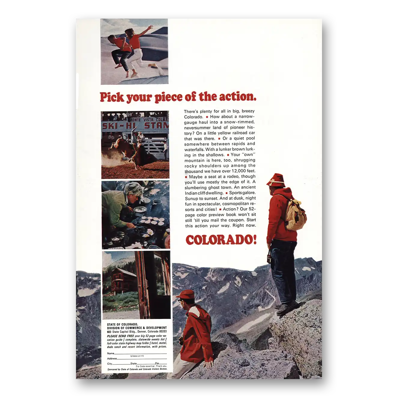 1967 Colorado Pick Your Piece Vintage Magazine Print Ad