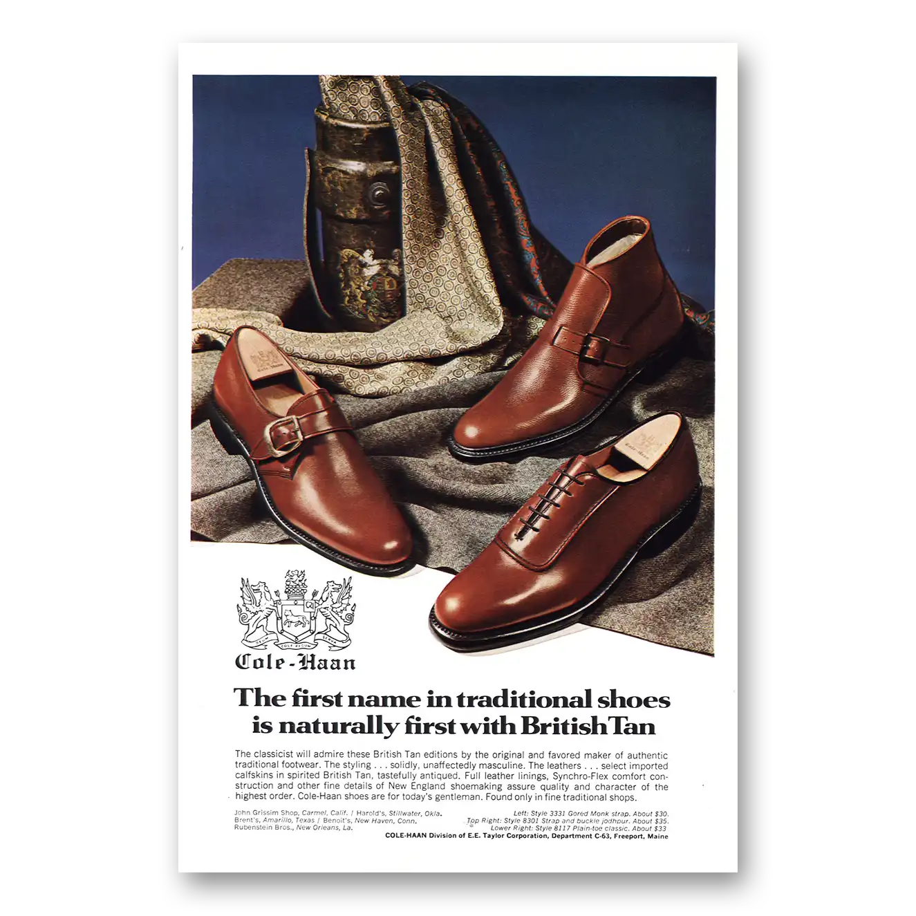 1967 Cole Haan First Name Traditional Shoes Vintage Magazine Print Ad