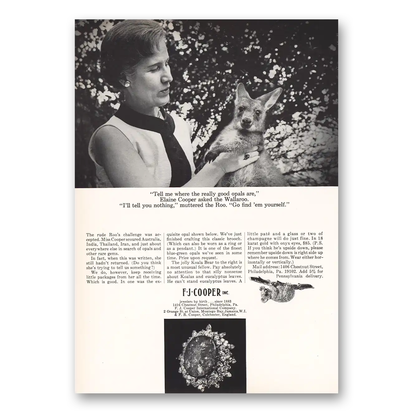 1967 F J Cooper Elaine Cooper Asked Wallaroo Vintage Magazine Print Ad